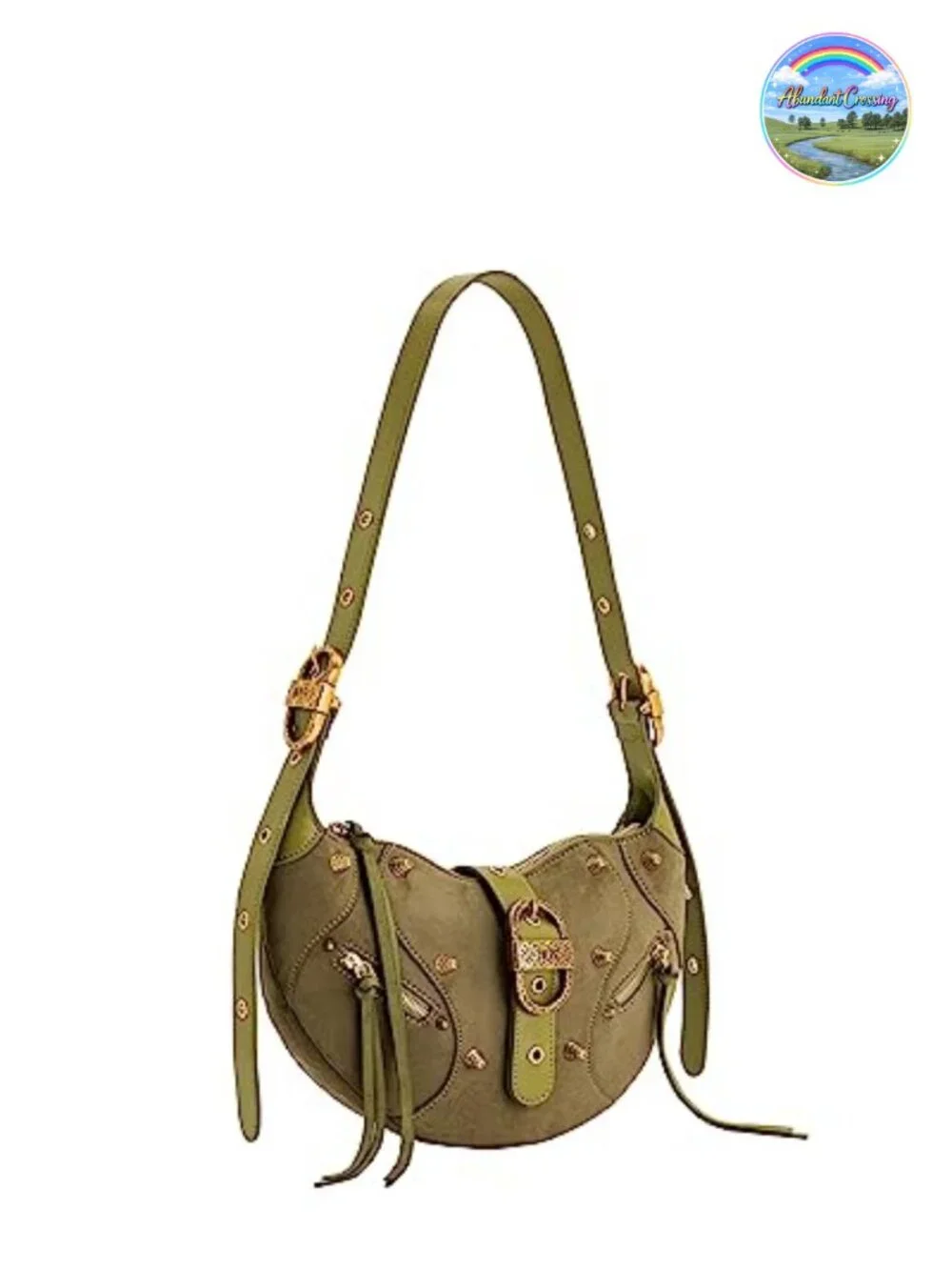 Vegan Leather Hobo Shoulder Bag with Adjustable Strap